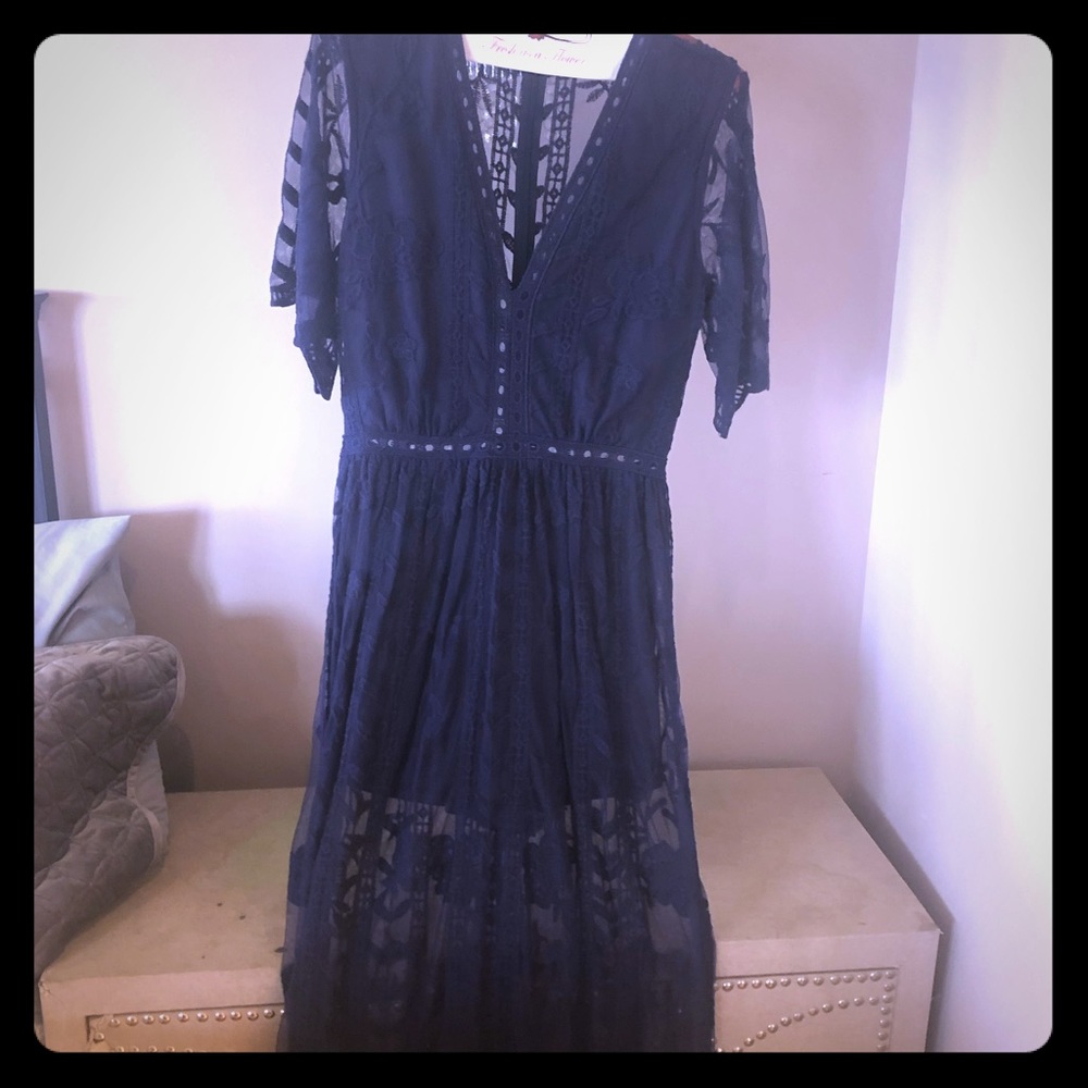 Navy blue Dress with romper shorts